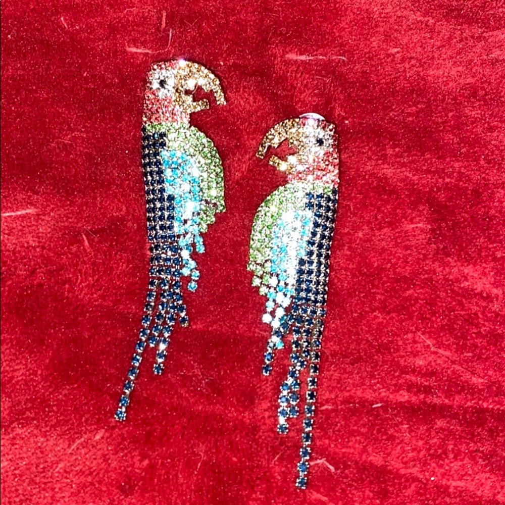 Rainbow Stone Parrot Earrings